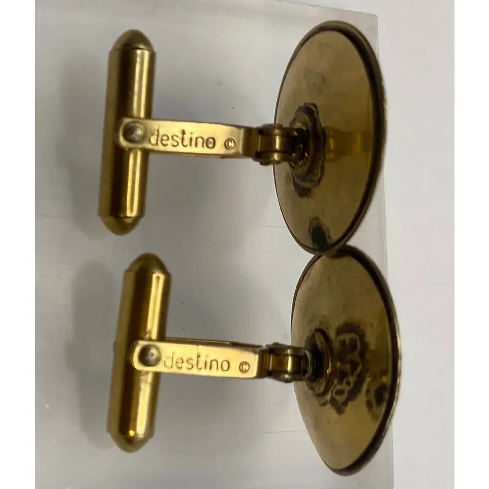 Vintage Destino Gold-Filled Round Cufflinks|1960s Mid-Century|Ralph Destino